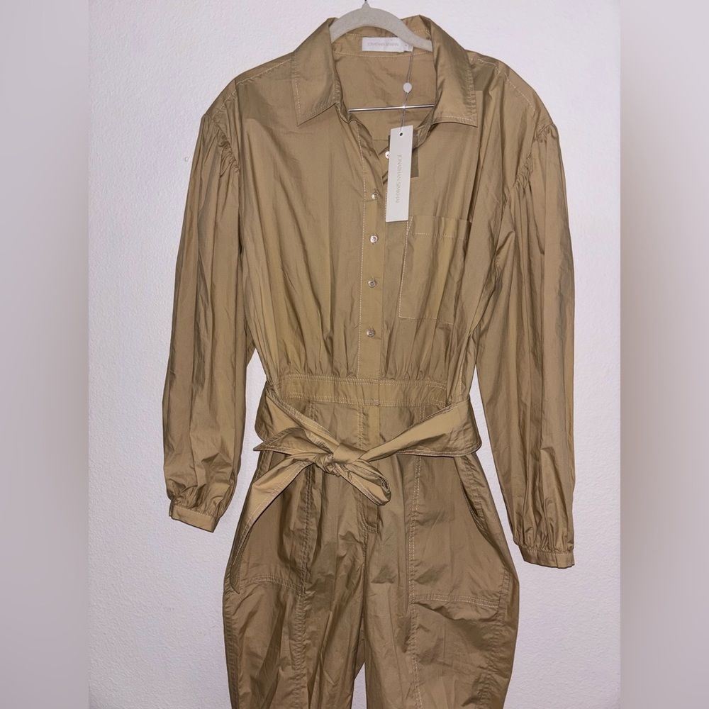 Jonathan Simkhai Beige Button-Up Jumpsuit NWT size 4 - Picture 2 of 4